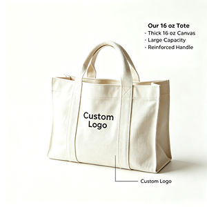 Bolsa de Mano Ecológica de Lona Gruesa de 16 oz, Asa Reforzada, Gran Capacidad, Reutilizable, para Compras Diarias, Logotipo Personalizado - Product Image 2
