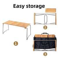 Table de camping pliable multifonctionnelle en teck birman Areffa avec structure en fer, pour le glamping et les repas en plein air