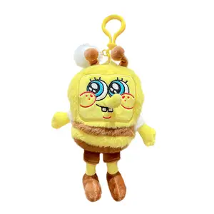 Hecion aksesori Fashion 4 warna Bob dan Patrick boneka lucu gantungan kunci boneka PVC Gantungan Kunci tas sekolah liontin merah muda Bob spons