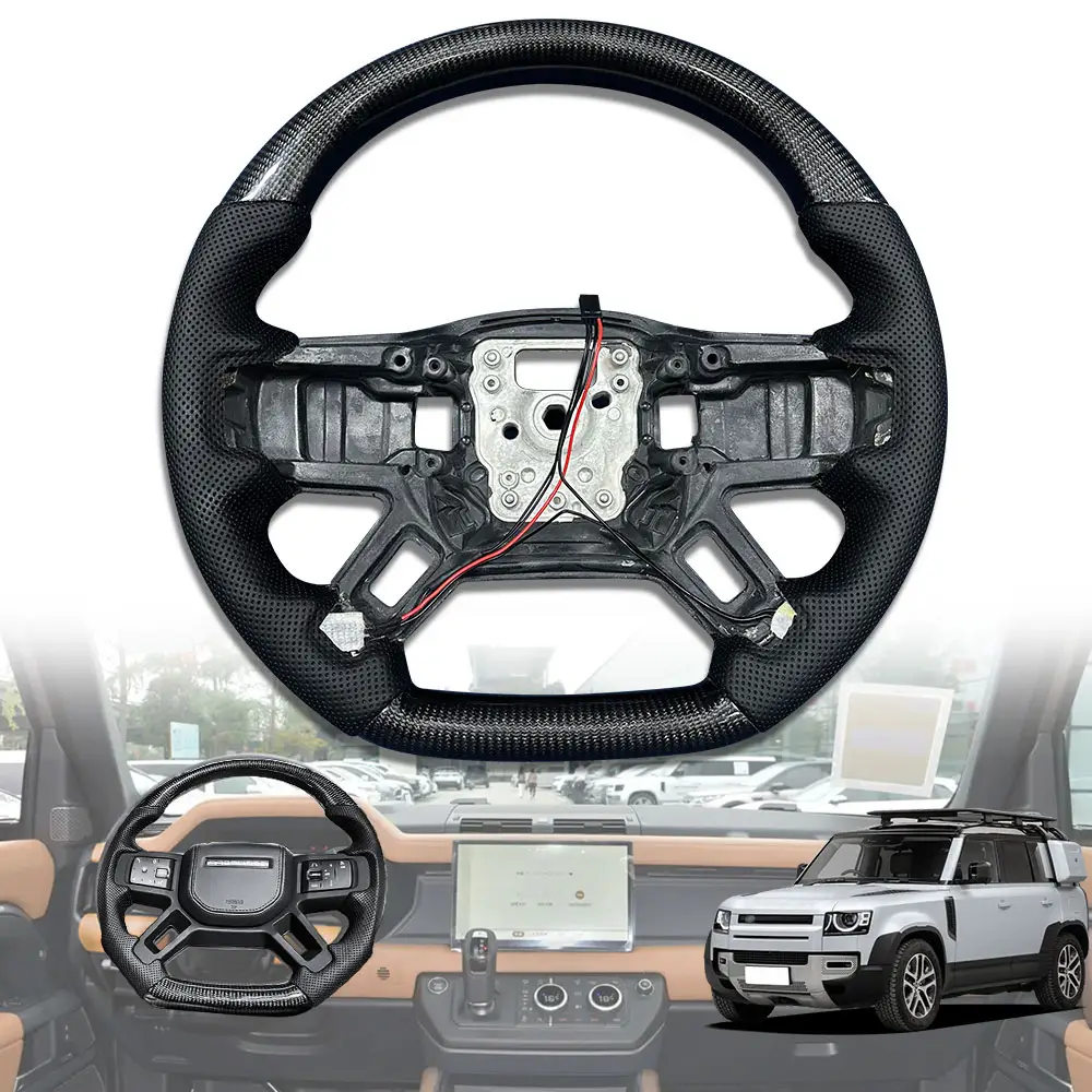 Car Interior Modification Accessories Carbon Fiber 40X40 Steering Wheel For Land Rover Defender 2020 2024