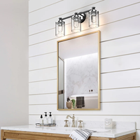 Éclairage de salle de bain moderne chromé à 3 lumières, verre cylindrique nervuré clair, argent, LED, lampes de courtoisie à intensité variable avec base E26 OEM