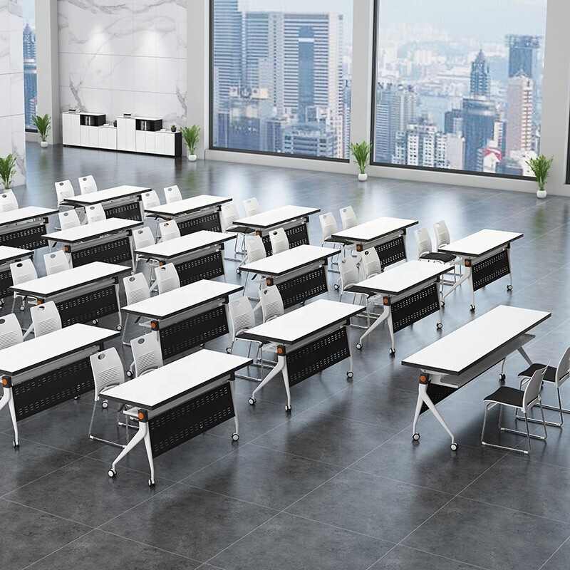 commercial office furniture desk Cheap training group desk sliding movable folding table for school seminar room study table