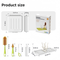 Ensemble de brosses de nettoyage sans BPA, brosse à biberon 6-en-1 avec brosse pour tétine et paille, support de séchage pliable et étui de rangement