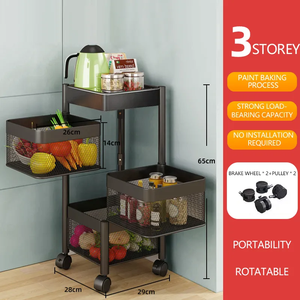 Prix préférentiel, étagère rotative pour légumes et fruits en acier au carbone, chariot roulant carré, étagère de rangement rotative pour condiments - Product Image 3