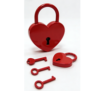 Cadenas en forme de cœur en alliage de zinc rouge, grande et petite taille, avec clés, 30*38MM 45*58mm