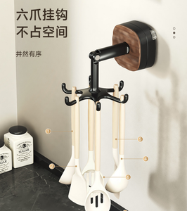 Gancio <span class=keywords><strong>da</strong></span> cucina con ventosa e 6 ganci, rotazione a 360° °   Supporto Girevole <span class=keywords><strong>da</strong></span> <span class=keywords><strong>Parete</strong></span> per Pentole, Padelle, Spatole, Asciugamani - Product Image 3