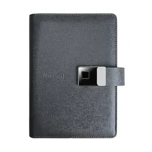 Promotie Notebook Met Pu Lederen Cover Vingerafdruk Lock Pen Box Usb Cadeauset-100 Pagina Dagboek Losbladig Bindend Kantoor Gebruik