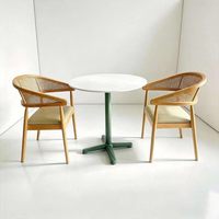 Personnalisation OEM ODM, table ronde en marbre, chaises de salle à manger en cuir et en bois massif, ensemble de chaises en rotin pour restaurant, bar et centre commercial