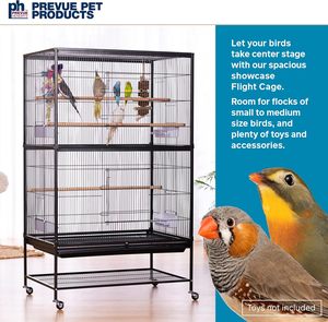 Prevue Pet Products Cage de vol en fer forgé à motif solide avec support 31 pouces par 20-1/2 pouces par 53 pouces Cage à oiseaux en métal noir - Product Image 3