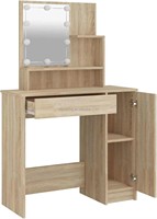 Offre Spéciale moderne chêne couleur coin vanité multifonctionnel maquillage Table commodes miroir pour femmes panneau de bois chambre ensembles stockage