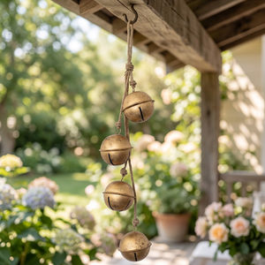 Antique Style <b>Brass</b> Wind Chime Round Bells Gold Plated Hanging <b>Ornament</b> for Home Decoration - Product Image 2