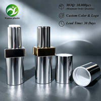 Tube vide pour baume à lèvres et rouge à lèvres, design populaire, unique, argenté électroplaqué, conteneur cosmétique en plastique vide personnalisable en gros