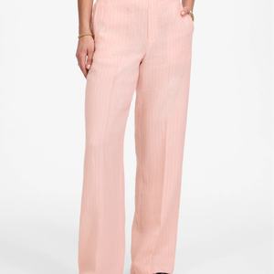 Conjunto de Lino Casual y Formal para Mujer, Primavera-Otoño 2025, Venta al Por Mayor, Alta Calidad, Personalizable, Camisa a Rayas de Manga Larga, 2 Piezas - Product Image 5