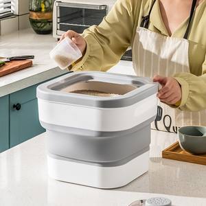 新しいPPプラスチック製折りたたみ式モダンシンプルデザイン米びつ、防虫防湿密閉型厚型保存容器、米や食品用 - Product Image 1