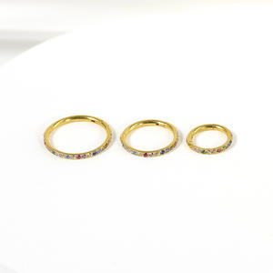 Pendientes de <span class=keywords><strong>labio</strong></span> de 18G de 6mm/8mm/10mm con circonita arcoíris, de acero inoxidable chapado <span class=keywords><strong>en</strong></span> oro de 18K, unisex, <span class=keywords><strong>piercing</strong></span> de nariz, anillo circular articulado de moda - Product Image 3