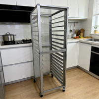 Chariot de rangement commercial en acier inoxydable à niveaux personnalisables pour plateaux de cuisson