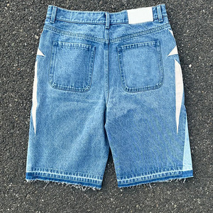 Shorts vintage pour hommes Short en jean vieilli Applique Broderie Vintage Streetwear Baggy Lavage à l'acide Jeans Shorts pour hommes - Product Image 3