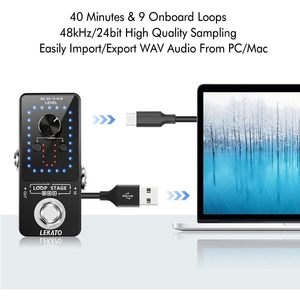 Pédale de looper pour guitare Lekato avec accordeur, batterie intégrée 9V DC, finition polie en alliage d'aluminium pour guitare électrique, best-seller - Product Image 4