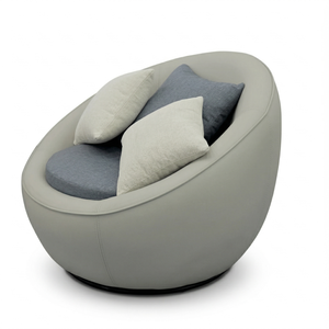 Fauteuil de loisirs de luxe Mikahome, style transitionnel, rembourré, en cuir PU, pivotant à 360°, inclinable, avec structure en fer et bois, pour hall d'hôtel - Product Image 6