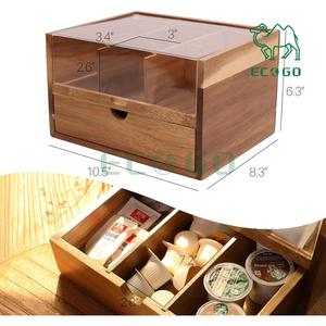 กล่องเก็บชาไม้ไผ่ทรงสี่เหลี่ยมผืนผ้าพร้อมกล่องของขวัญชาไม้สำหรับกล่องและถังขยะ - Product Image 4