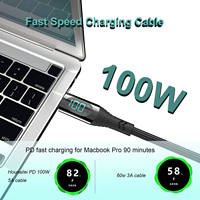 Kabel Data Tipe C ke Tipe C, 60W untuk pengisi daya iPhone 100W, kabel Data USB-C ke iPhone 60W untuk Laptop Macbook