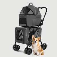 Chariot de luxe léger pliant pour animaux de compagnie Double pont chien chat poussette avec Cage de voiture universel loisirs pliable transporteur de voyage