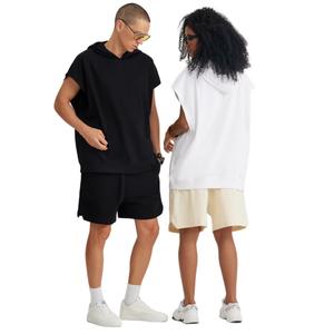 Sweat à capuche sans manches à épaules dénudées pour hommes, sweat-shirt surdimensionné de couleur unie - Product Image 5