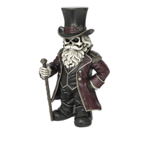 Statue de gnome squelette en résine vintage pour gentleman, avec canne de marche, résistante aux intempéries, ornement de jardin extérieur