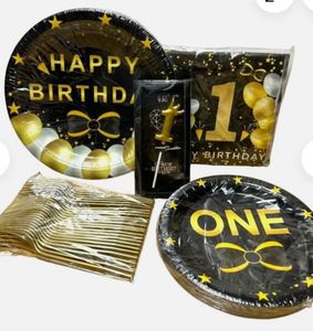 Assiettes jetables en papier d'aluminium de 9 pouces, directement de l'usine, pour décorations modernes de 1er anniversaire, thèmes de fête du premier anniversaire de bébé garçon - Product Image 2