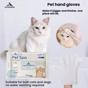 Guantes Desechables para el Cuidado de Mascotas sin Agua, para Perros y Gatos, Manoplas de Limpieza sin Enjuague con Aloe y Hamamelis, Paquete de 6 Piezas - Product Image 2