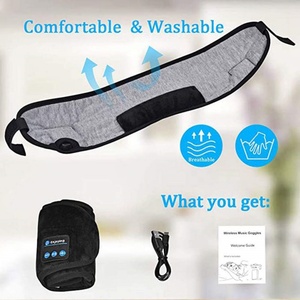 Masque de sommeil massant compatible Bluetooth, sans fil, occultant, 3D, doux, élastique, confortable, avec écouteurs musicaux intégrés - Product Image 4