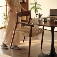 Chaise de salle à manger Hiroshima, en bois massif de pin et bois ciré blanc, accoudoirs et dossier, mobilier de maison, table et tabouret, salle de thé