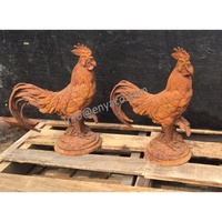 Statue de Coq Élégante ENYA, Grande Sculpture d'Extérieur en Faux Fer Forgé pour Jardin, Patio et Décoration Intérieure