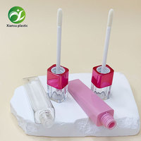 Tube cosmétique vide pour gloss à lèvres rose, design populaire, 5 ml, en ABS, avec bouchon à clapet, grand stock disponible