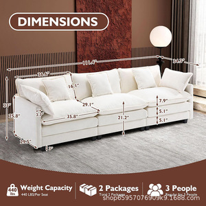 EU VONLIVA Luxury Modern Convertible Reclining Apartment Villa Sectional Compressed Fabric Modular Set L-Shape Square - Product Image 1