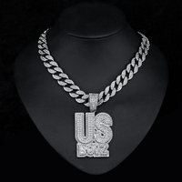 Iced Out Hip Hop personnalisé grande lettre nom US BOYZ pendentif lettre collier avec chaîne cubaine rappeur bijoux