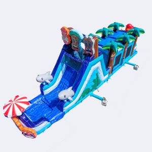 Parcours d'obstacles gonflable Summer Blue Tiki Tovi Shape Shifter, toboggan aquatique/sèche sur le thème Tiki Tovi avec structure gonflable - Product Image 6