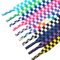 Lacets plats à carreaux colorés de 8mm de largeur Baskets tendance à carreaux 10 couleurs en polyester