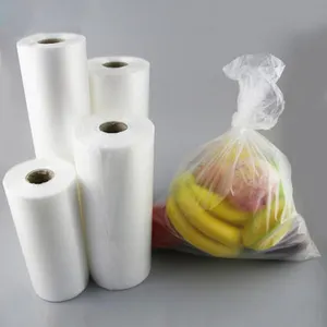 Bloques de supermercado y rollo, embalaje de frutas y verduras, bolsa de producción plana en rollo