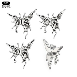 Boucles d'oreilles clous papillon en titane G23 7,5 mm x 8 mm, filetage interne, bijoux de piercing pour cartilage - Product Image 5