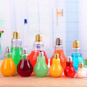 Wholesale 16oz <b>Empty</b> for PET Beverage Drinking Light Bulb Shape Juice <b>Bottle</b> with Screw Aluminum Lid Screen Printing - Product Image 2