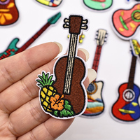 Promo! Patch Bordir Desain Kaset Musik, Gitar, Kamera, Earphone, Sepeda, Skateboard untuk Kerajinan DIY