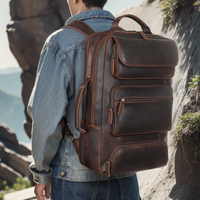 Nouveau design, prix de gros fournisseur, sac à dos en cuir pleine fleur véritable Crazy Horse, sac d'école, sac à dos de voyage en cuir véritable