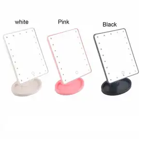 22 LEDs Ajustável Iluminado Touch Screen Cor Preta Espelho Cosmético Portátil Ampliação Vanity Tabletop Lamp Cosmetic Mirror