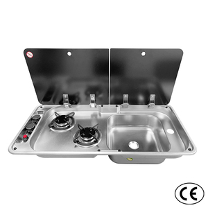 Cuisinière RV à double brûleur au gaz, en acier inoxydable 304, avec couvercle en verre trempé, GPL propane, 780 mm, pour <span class=keywords><strong>camping</strong></span>-<span class=keywords><strong>car</strong></span>, caravane, bateau JDA - Product Image 1
