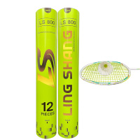 LINGSHANG LS800 Direct Usine Volants de Badminton en Plumes d'Oie A+ pour Tournoi Professionnel Tête en Liège 2 Couches Lot de 12