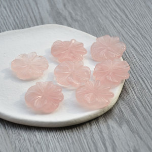 Rose Quartz Flower <b>28mm</b> Hand Carved Natural Stone For Jewelry Making DIY Accessories - Product Image 3