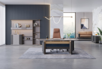 Table de direction moderne de qualité supérieure en métal mat gris foncé avec bureau modulaire en MDF de luxe pour CBD