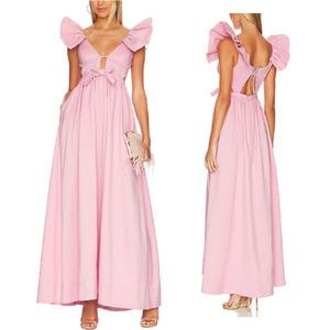 OEM Fashion Ladies abbigliamento Lace-up Back tie Maxi abiti senza maniche Cut out Women Casual dress - Product Image 1