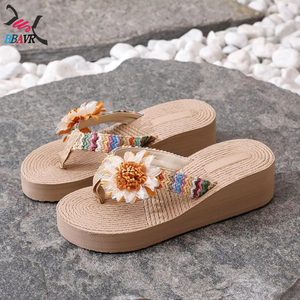 Sandalias de Mujer con Plataforma y Tacón Alto, Estilo Étnico, con Cordones de Cáñamo, Diseño Coreano, para Verano, Playa y Aire Libre - Product Image 6